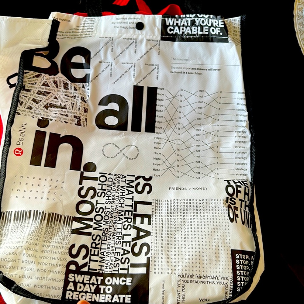 Lululemon Reusable Snap Top Shopping Bag 16 x 13 x 6.5